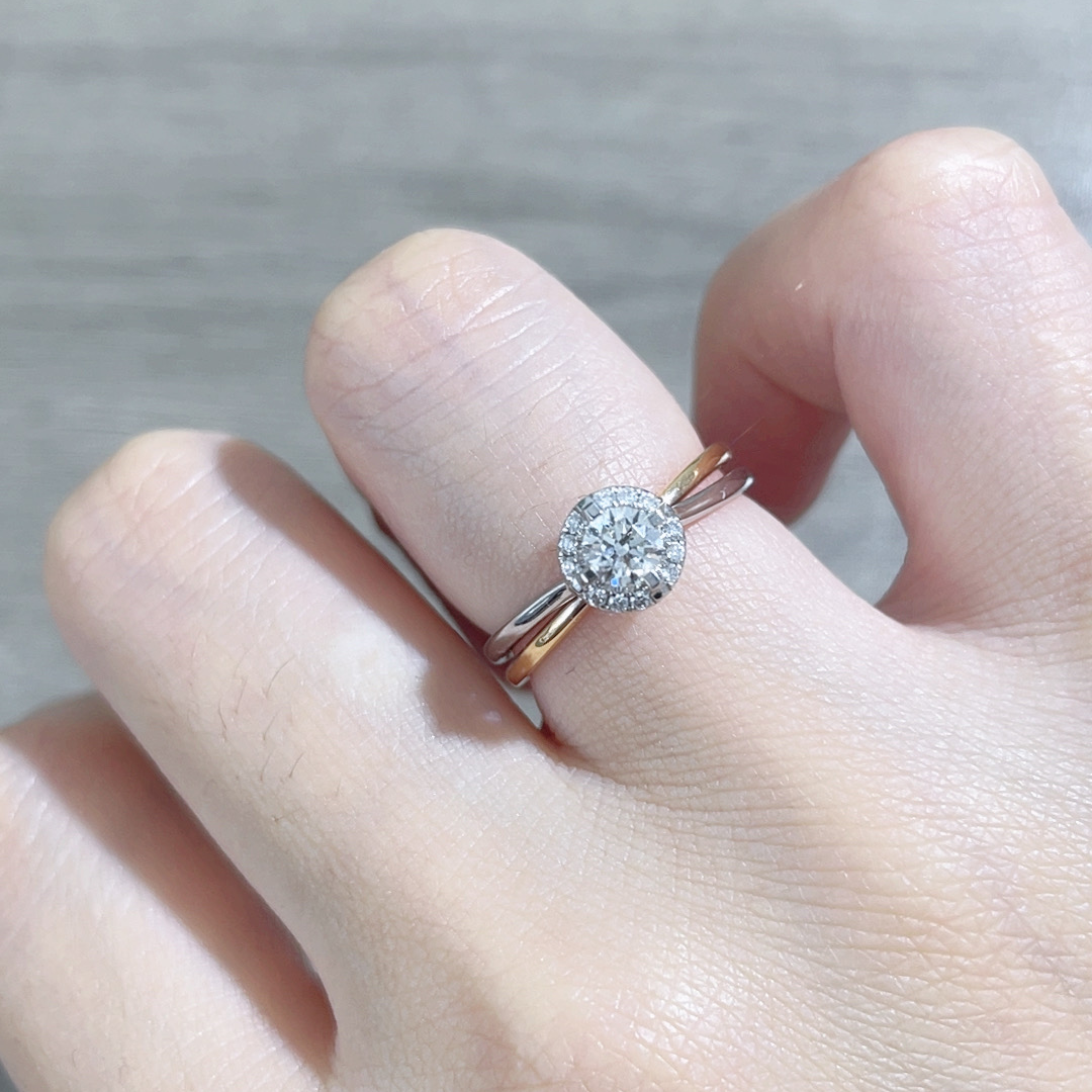 18k30分双金色圆包天然钻石戒指W19090066