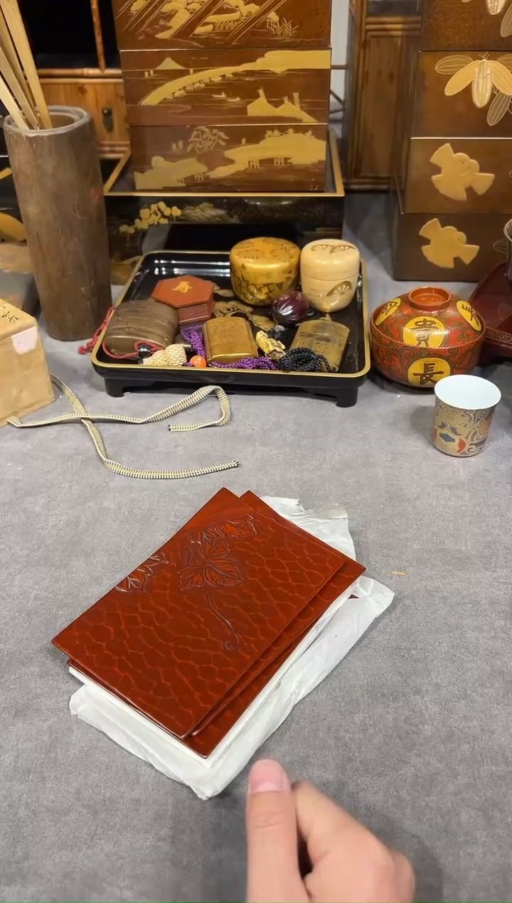 镰仓雕 折角果子碟 五片