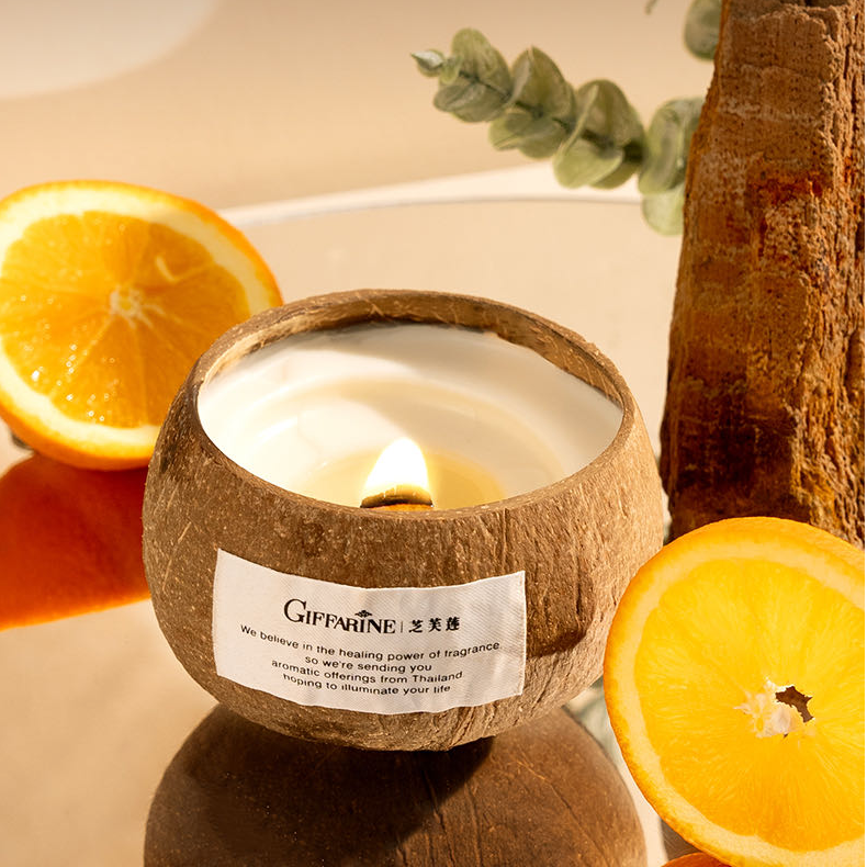 椰子壳香薰蜡烛卧室香氛高级伴手创意生日礼物摆件E997