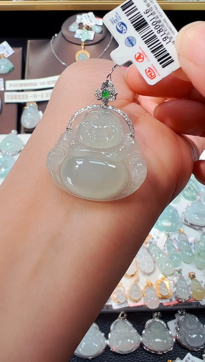 【闪购商品】翡翠吊坠(不含链)18K金镶嵌佛公吊坠116