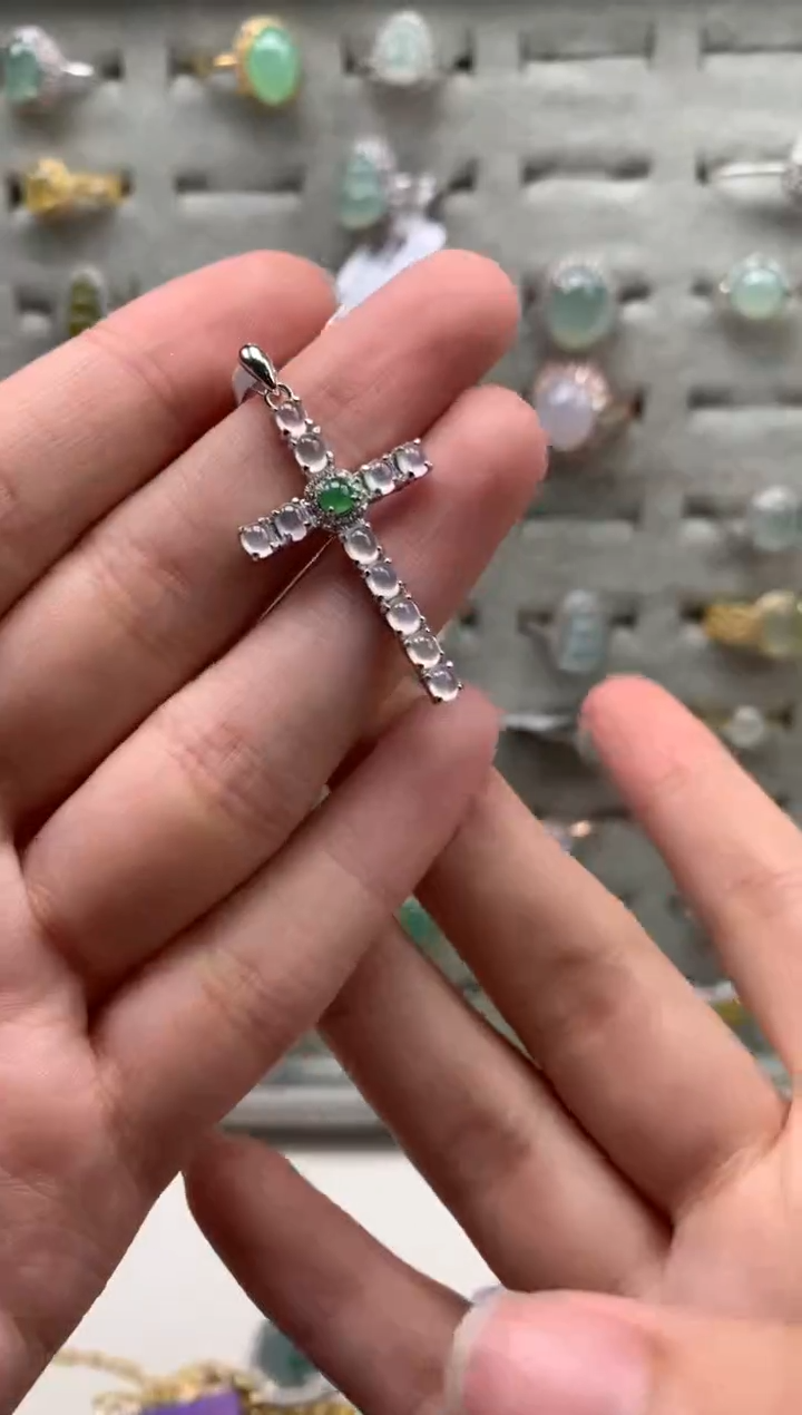 银S925镶嵌戒指翡翠吊坠17