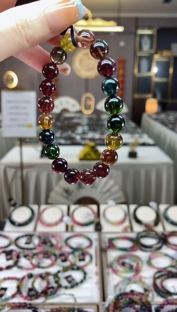 【闪购商品】碧玺收藏级单圈手串9mm+未镶嵌一物一证dan