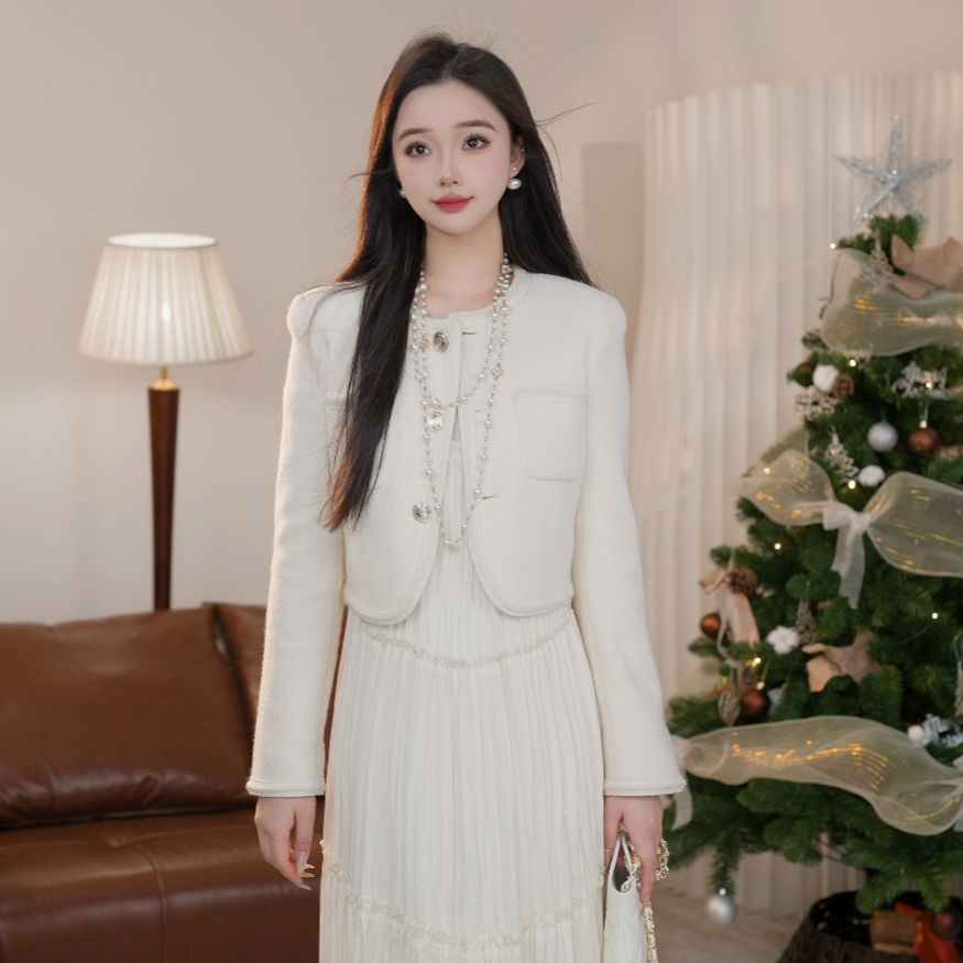 AMASS/阿玛施质感细花呢单排扣短款小香风外套5400627春秋气质