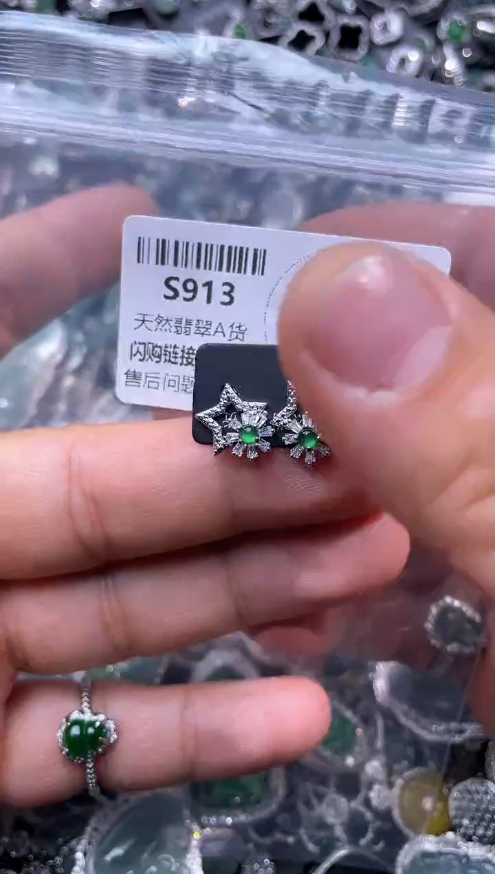 【闪购商品】翡翠颈饰未镶嵌S913耳钉