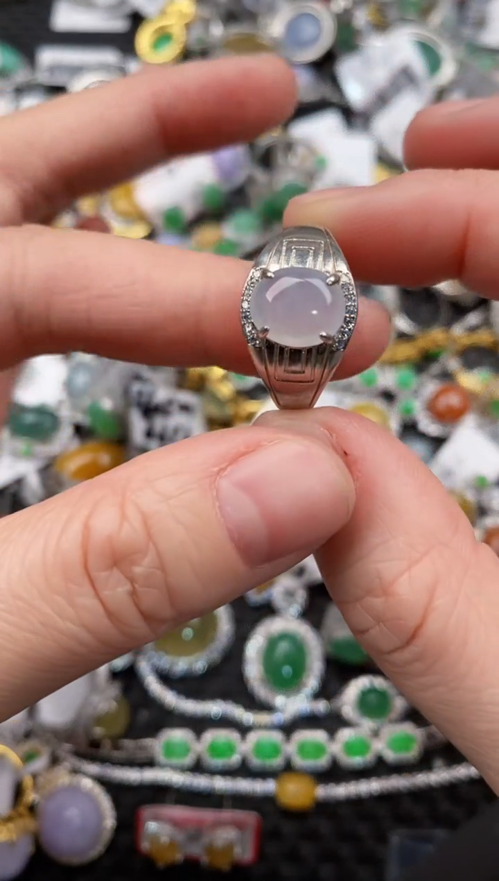 银S925镶嵌戒指翡翠888             5