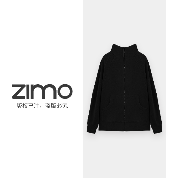 全拉链双面绒运动外套黑色724-zimo-瑜伽健身瑜伽服健服YFWT724