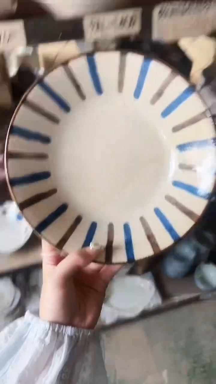 陶瓷秋收粗陶21.5cm'深盘一个