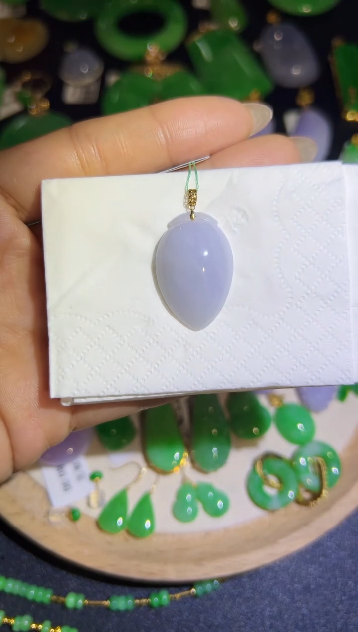 【闪购商品】翡翠颈饰18K金镶嵌Q缅料A货翡翠/支持复检/一件