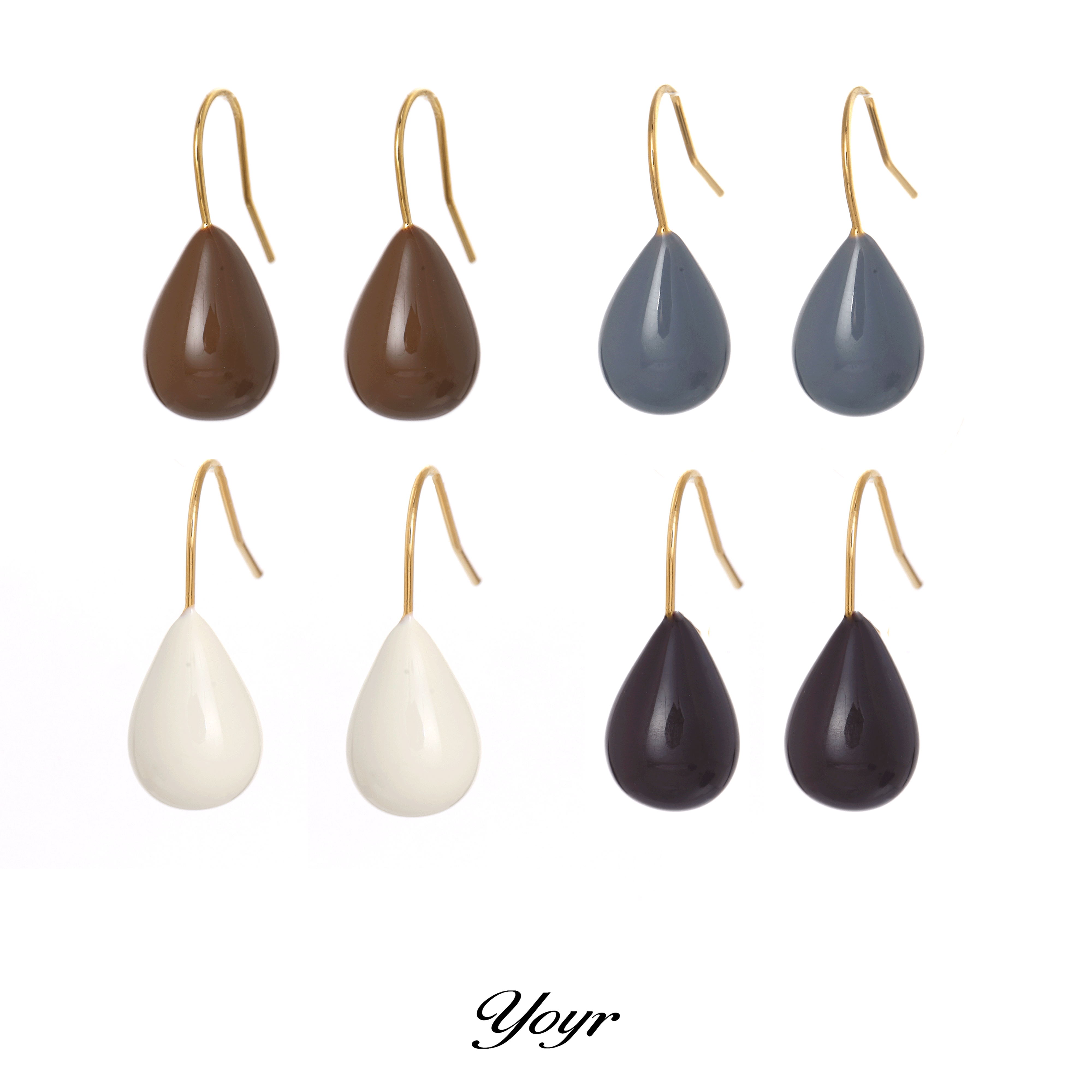 YOYR 黄铜耳饰 滴釉小水滴耳挂设计感精致小巧高级感简约耳环耳钉