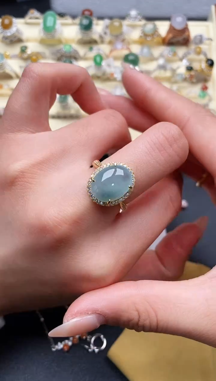 【闪购商品】翡翠戒指银S925镶嵌4444444+1