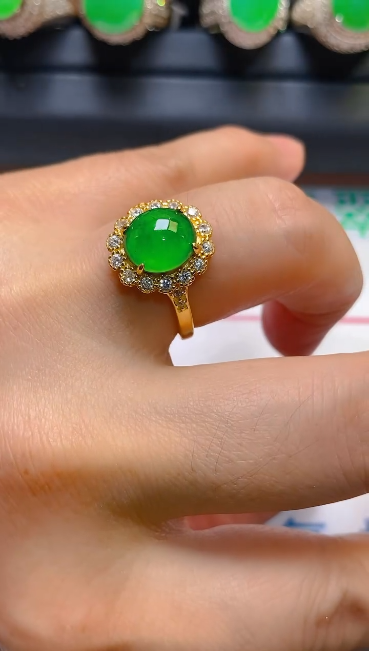 【闪购商品】翡翠耳饰银S925镶嵌天然A货翡翠1