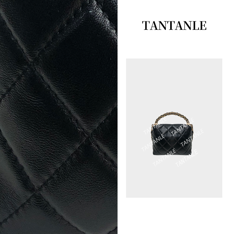 高定单肩斜跨时尚气质百搭潮流简约女包（香黑色手柄包）