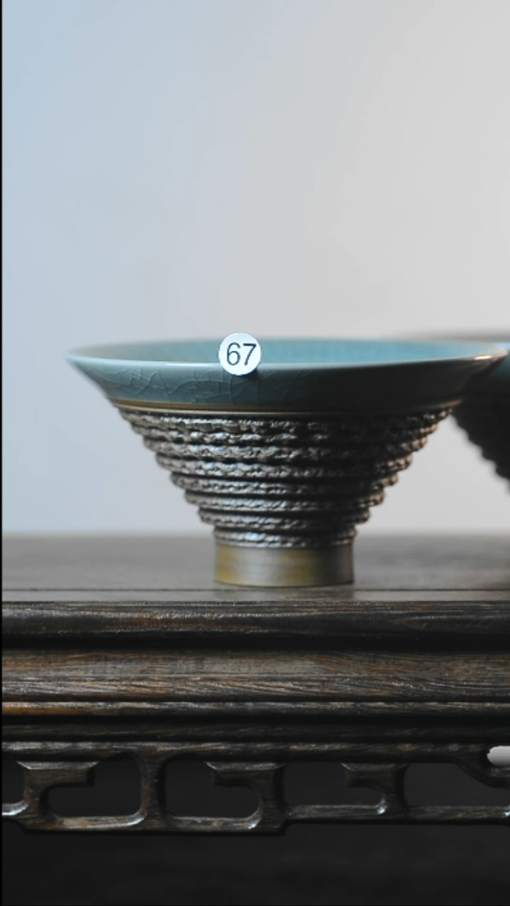 67号手工斗笠跳刀清凉寺汝瓷微瑕清凉寺汝瓷