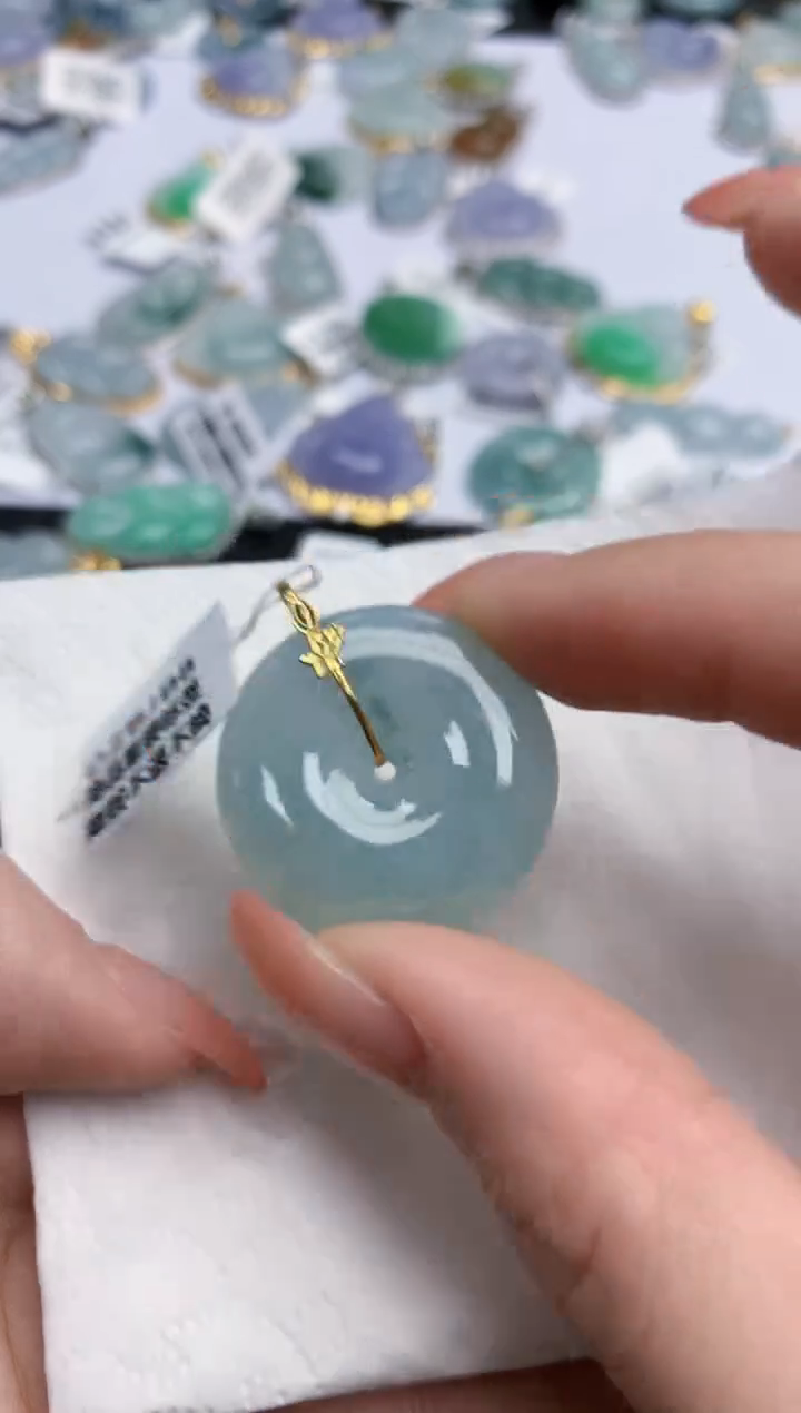 【闪购商品】翡翠颈饰18K金镶嵌天然缅甸翡翠A货