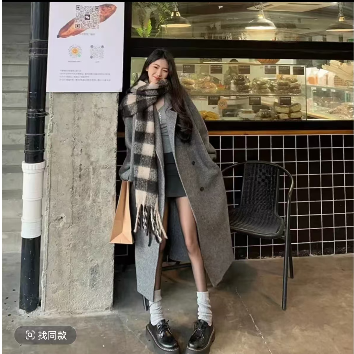 [小个子加棉加厚】羊毛呢大衣150/167气质秋冬长款长款韩版大衣/君