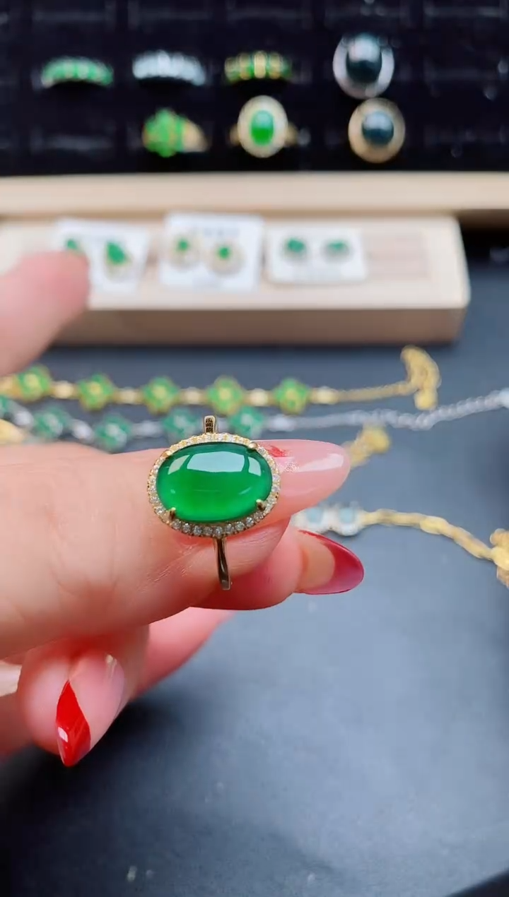 【闪购商品】翡翠戒指银S925镶嵌58550