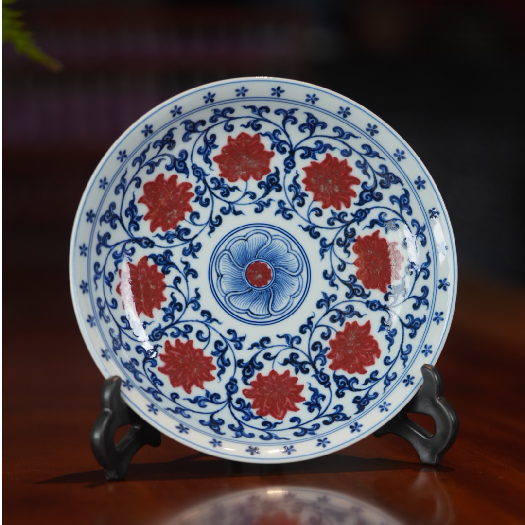 【文堇堂】青花釉里红系列 景德镇手工手绘 缠枝莲 茶器 639