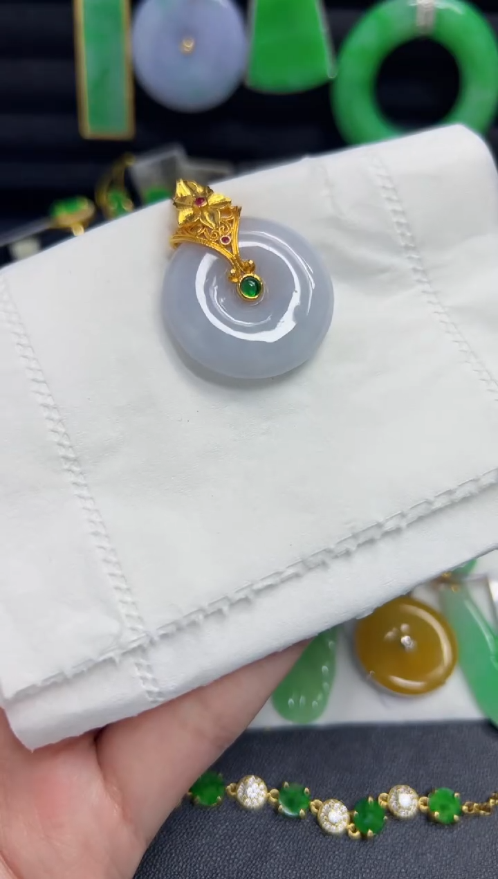 【闪购商品】翡翠颈饰18K金镶嵌Y缅料A货/支持复检/一件