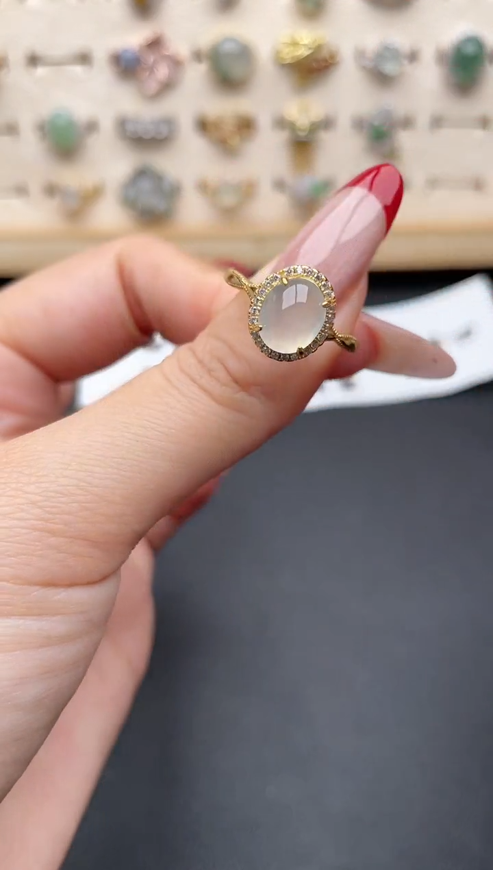 【闪购商品】翡翠戒指银S925镶嵌一物一证一礼盒