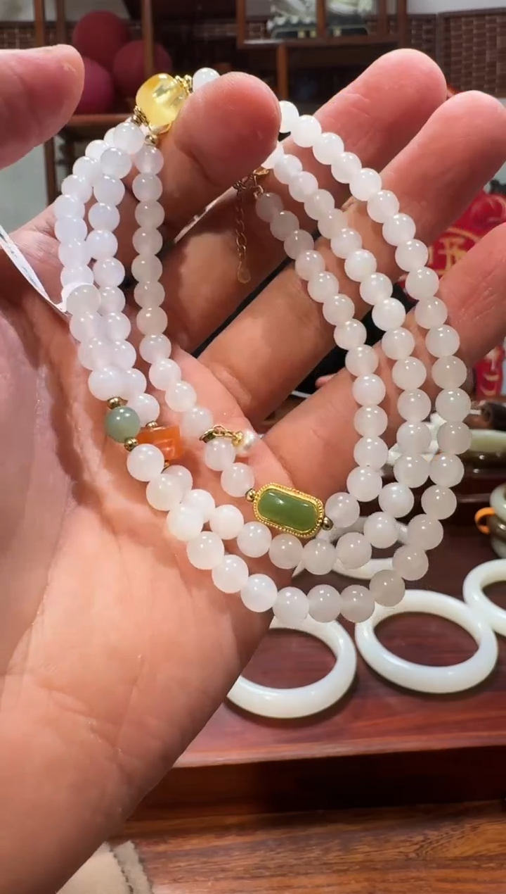 【闪购商品】和田玉珠链未镶嵌0993白玉长链