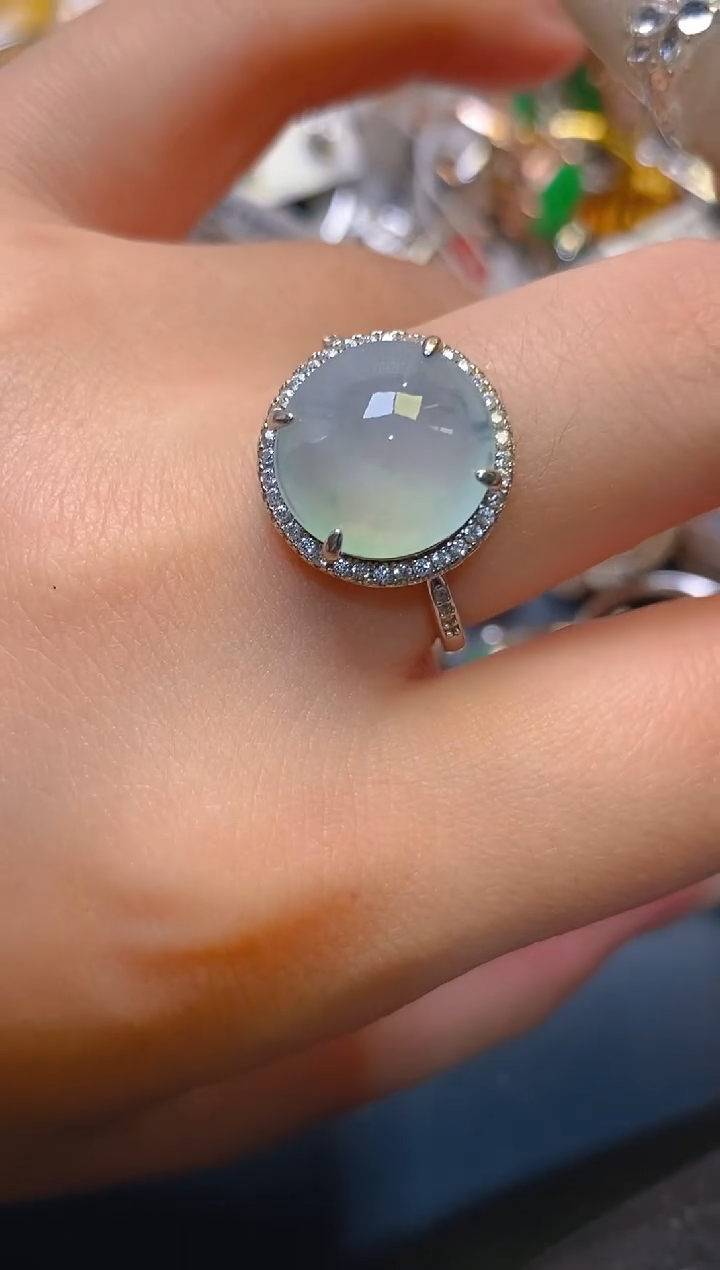 【闪购商品】翡翠耳饰银S925镶嵌天然A货翡翠1