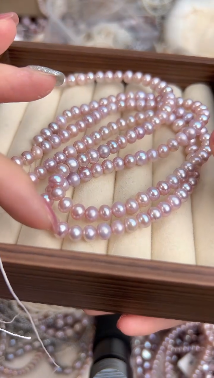 未镶嵌14淡水珍珠无核*强光珍珠（多样性发一）6mm左右粉色