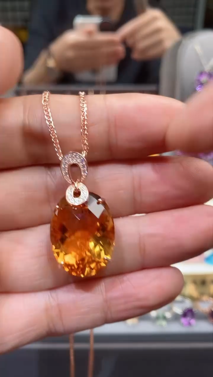 【闪购商品】黄晶吊坠银S925镶嵌黄晶吊坠
