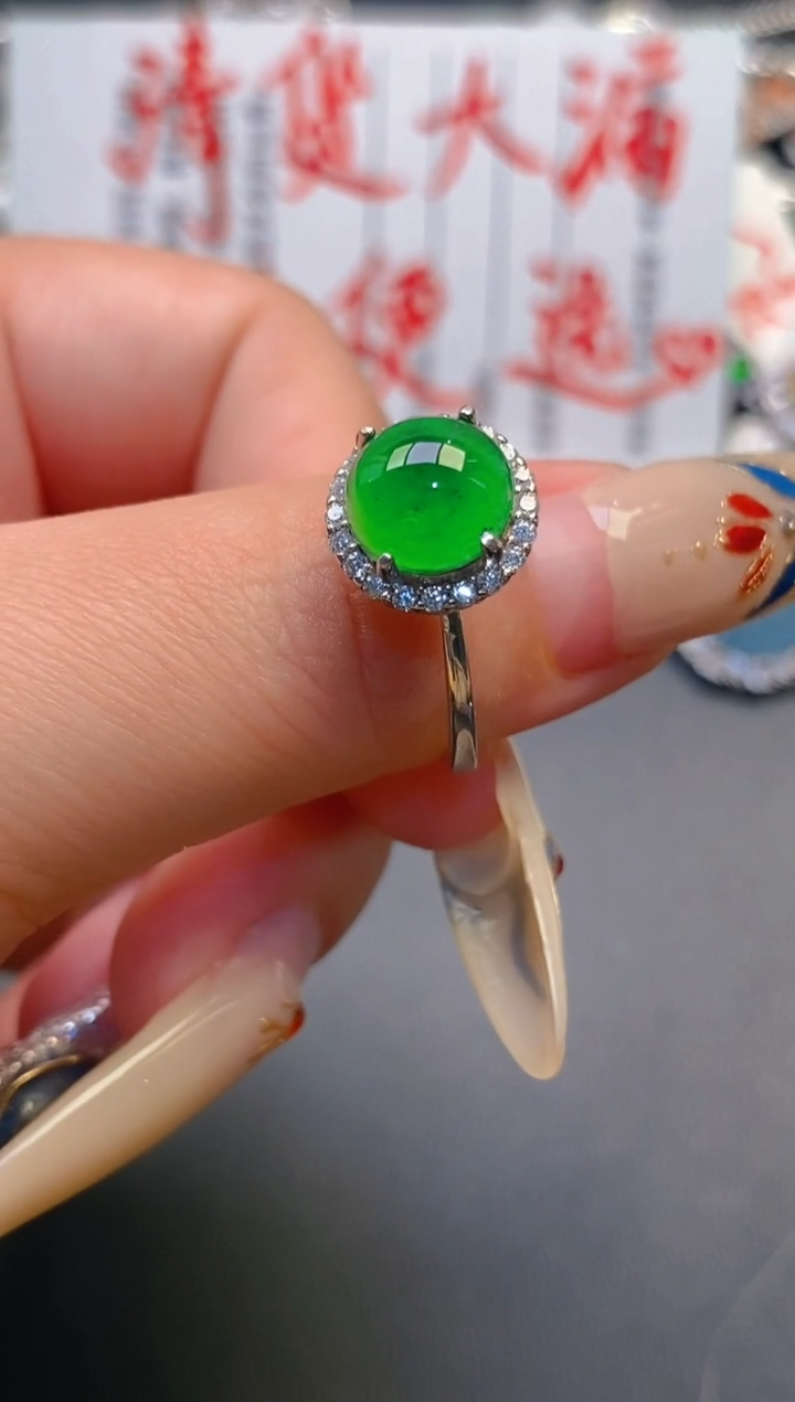 【闪购商品】翡翠耳饰银S925镶嵌天然A货翡翠1