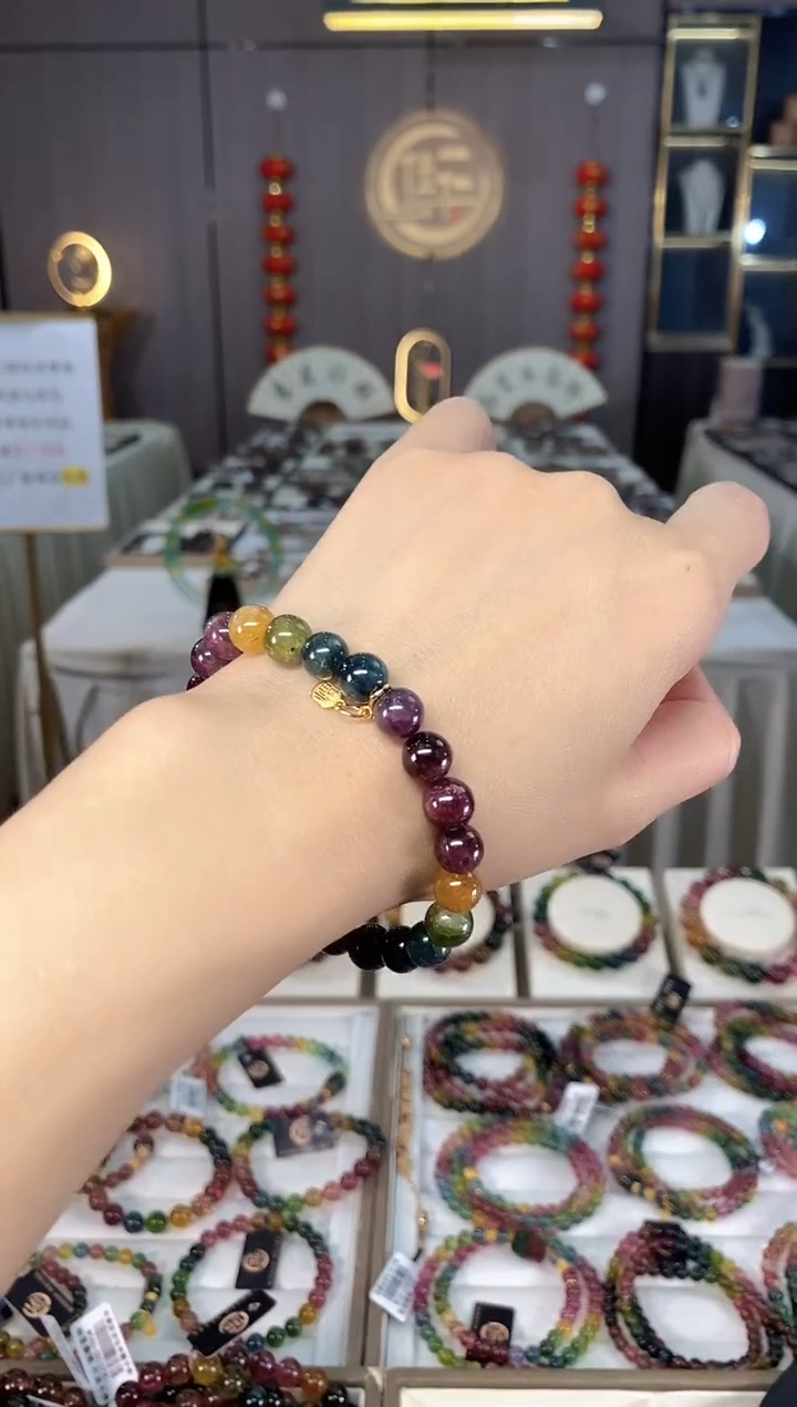 未镶嵌冰透体老矿碧玺单圈手串198mm+碧玺hon多样性发一条