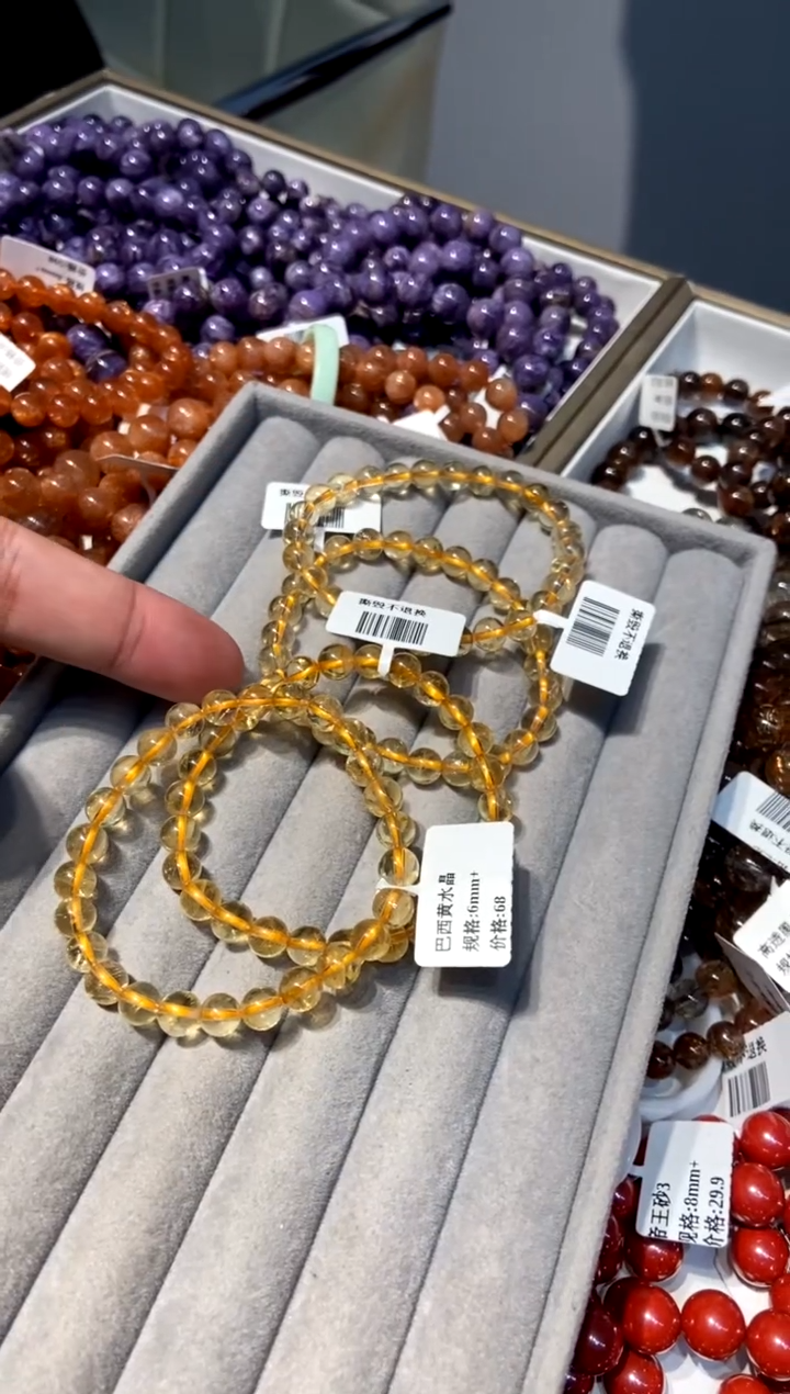 【闪购商品】水晶116-未镶嵌巴西净体黄水6mm+多样性发其一