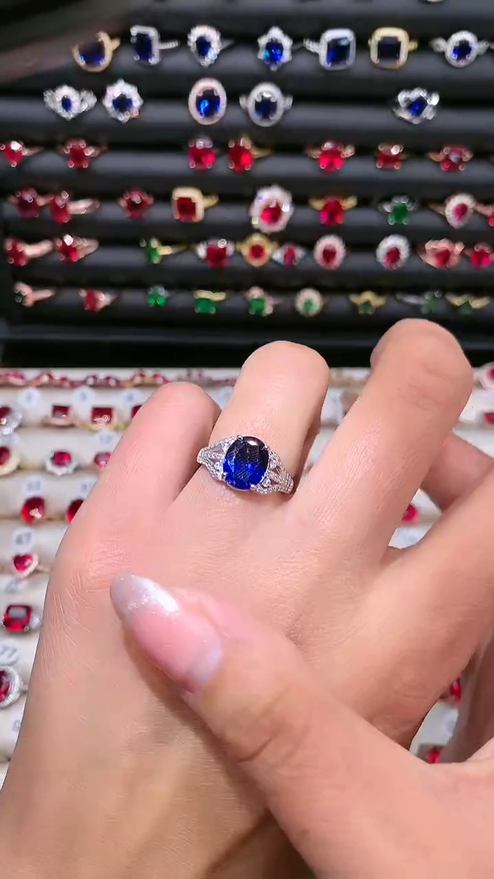【闪购商品】蓝宝石戒指银S925镶嵌810
