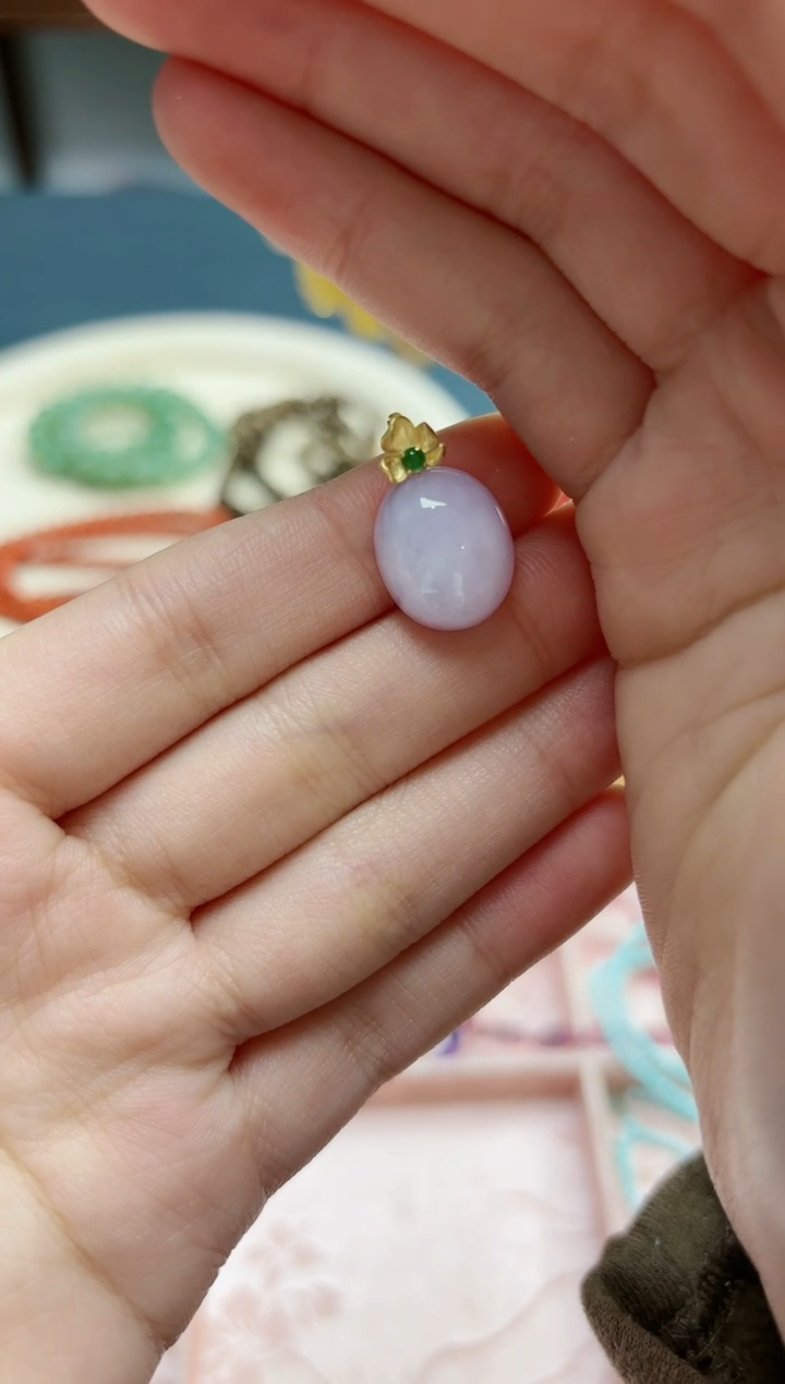 【闪购商品】翡翠颈饰18K金镶嵌18k金翡翠吊坠*1 YD赠链