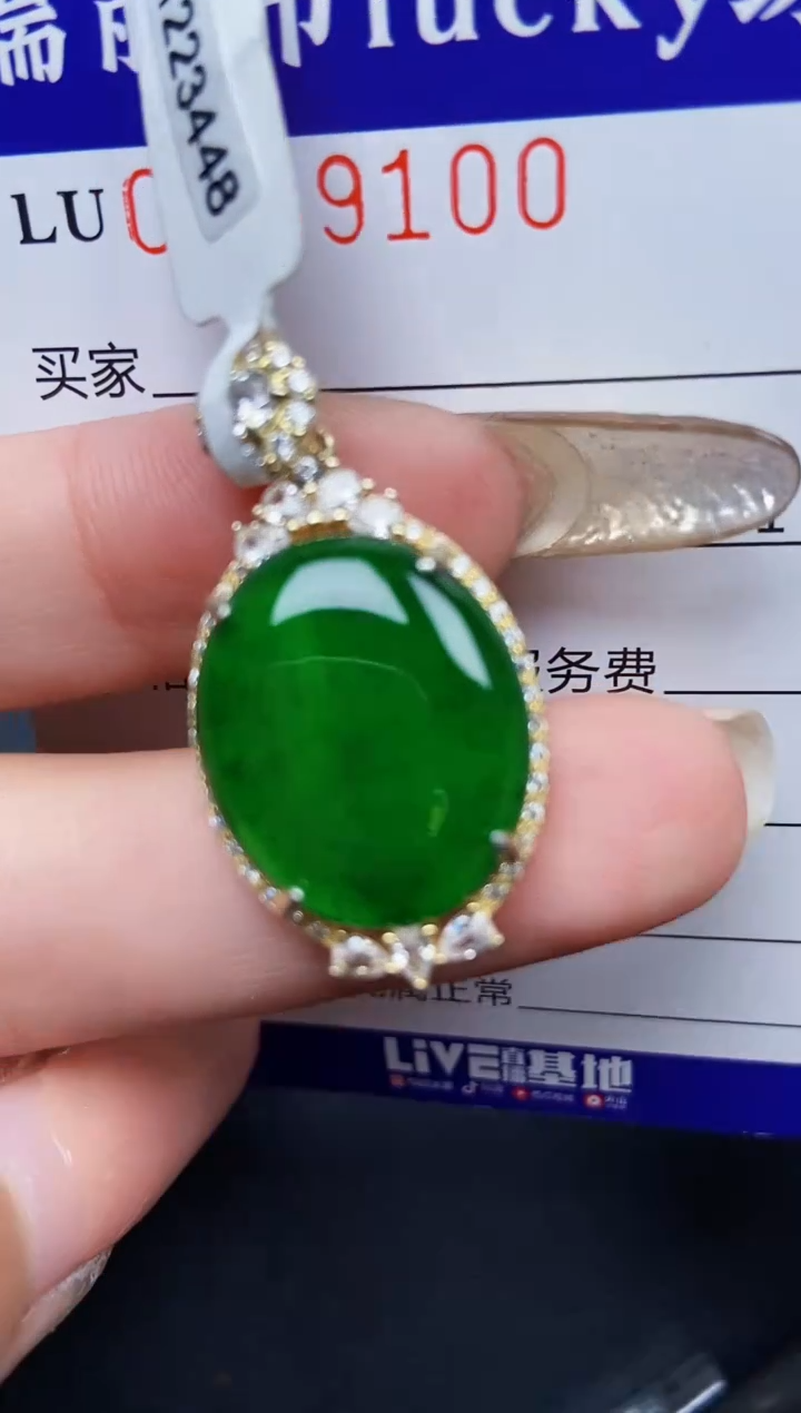 【闪购商品】翡翠颈饰银S925镶嵌9100