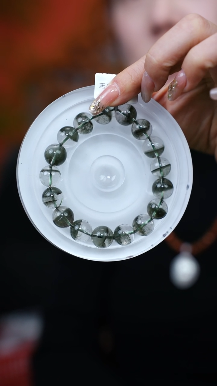 【闪购商品】水晶手链未镶嵌g155 绿幽灵手链12mm+