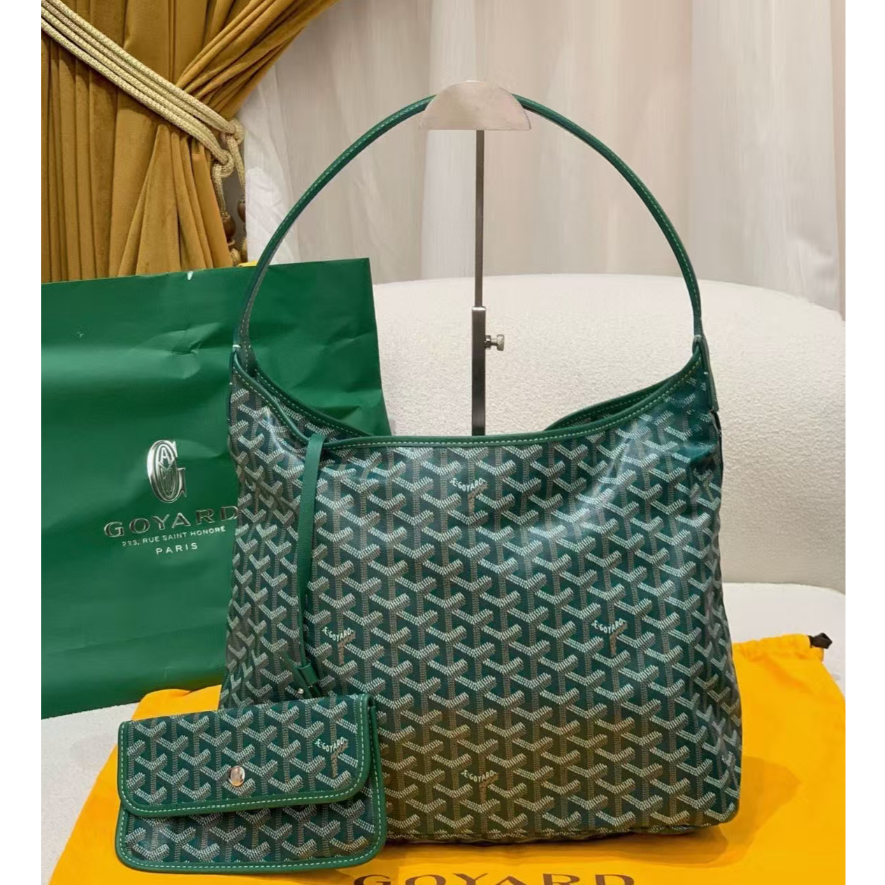 99新 Goyard 【文子姐专属】/Z181/绿色老花hobo腋下包