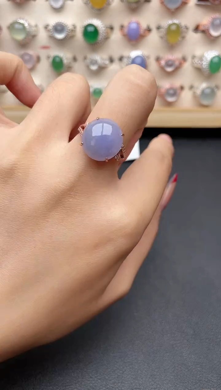 【闪购商品】翡翠戒指银S925镶嵌一物一证一礼盒