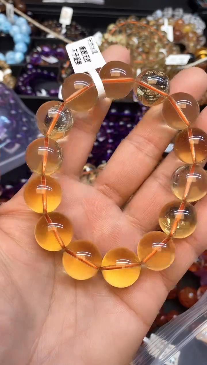 【闪购商品】水晶手链未镶嵌b62 黄水晶16mm+