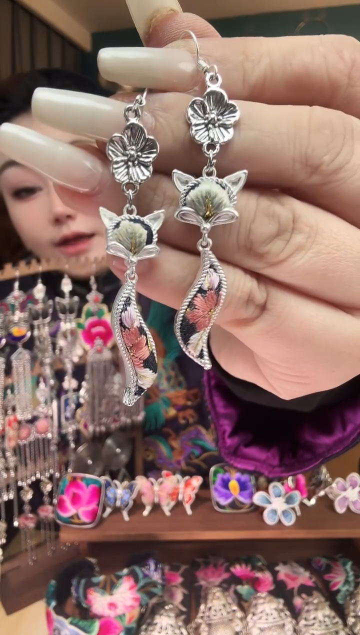 刺绣纯手工民族风刺绣耳环