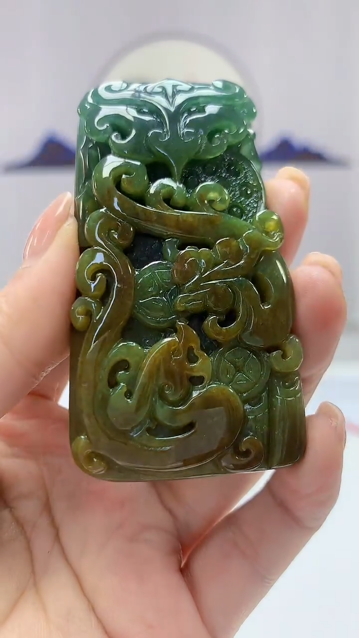 【闪购商品】定制翡翠未镶嵌4902ms-毛货龙凤79