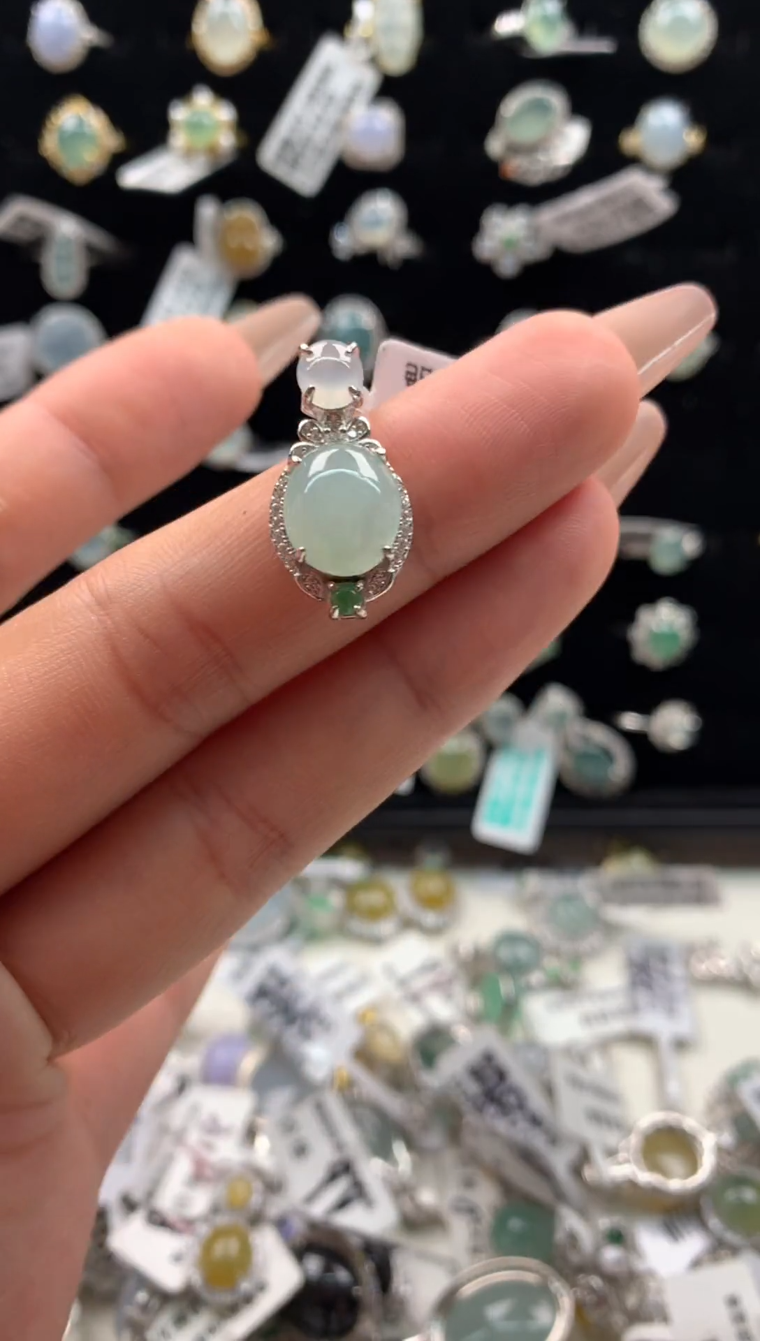 翡翠银S925镶嵌吊坠(不含链)095