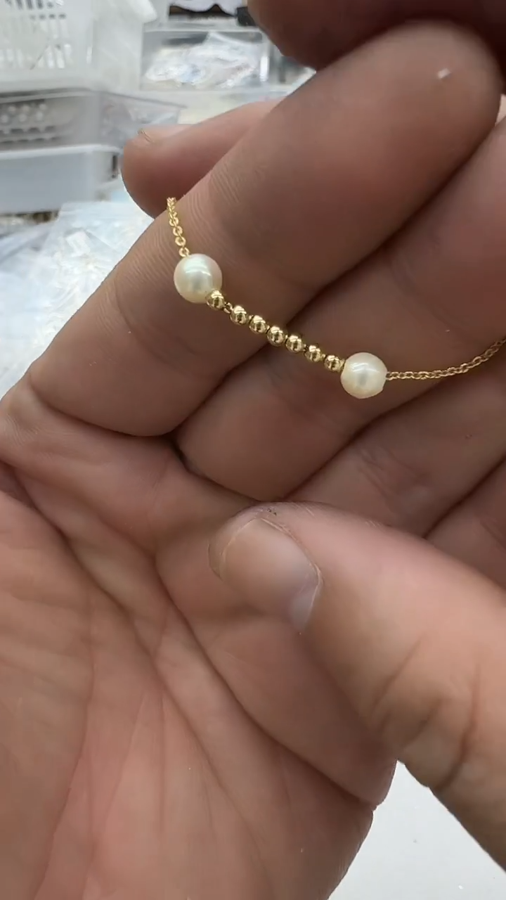 吊坠(赠链)18K金镶嵌海水珍珠5-6mm 羽黄金微笑链-孤品