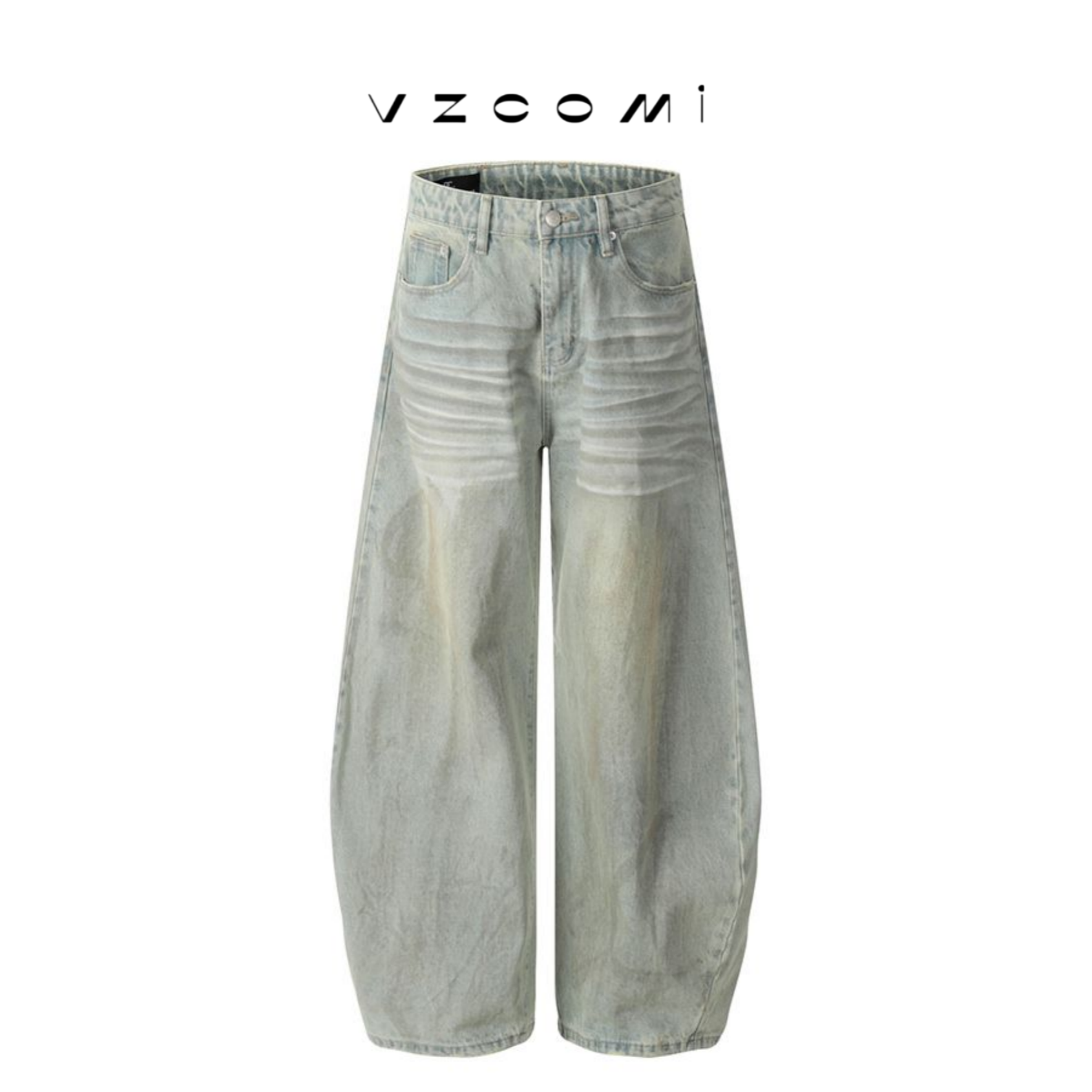 美式巴黎风复古宽松废土风弯刀牛仔裤高腰男女高级感痞帅小众裤子