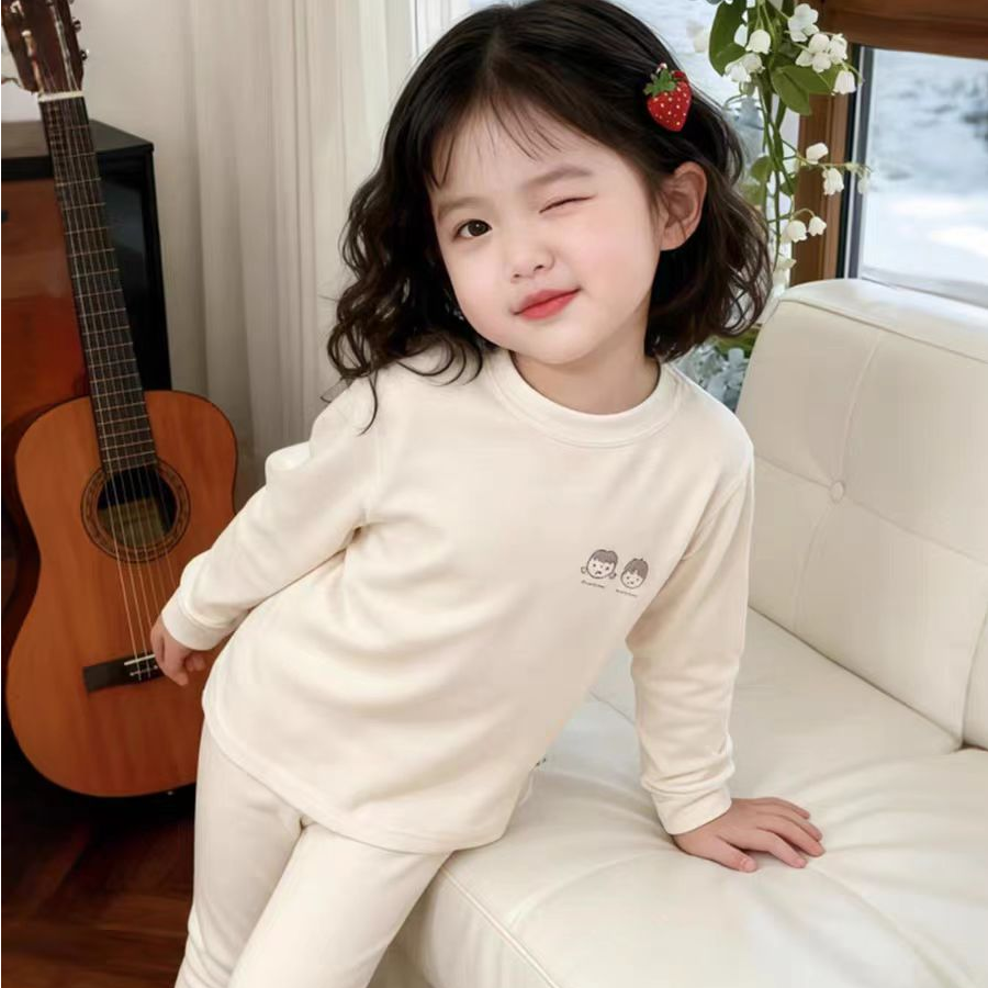 A类儿童保暖内衣套装加厚秋冬羊毛桑蚕丝男女打底睡衣加绒秋衣裤