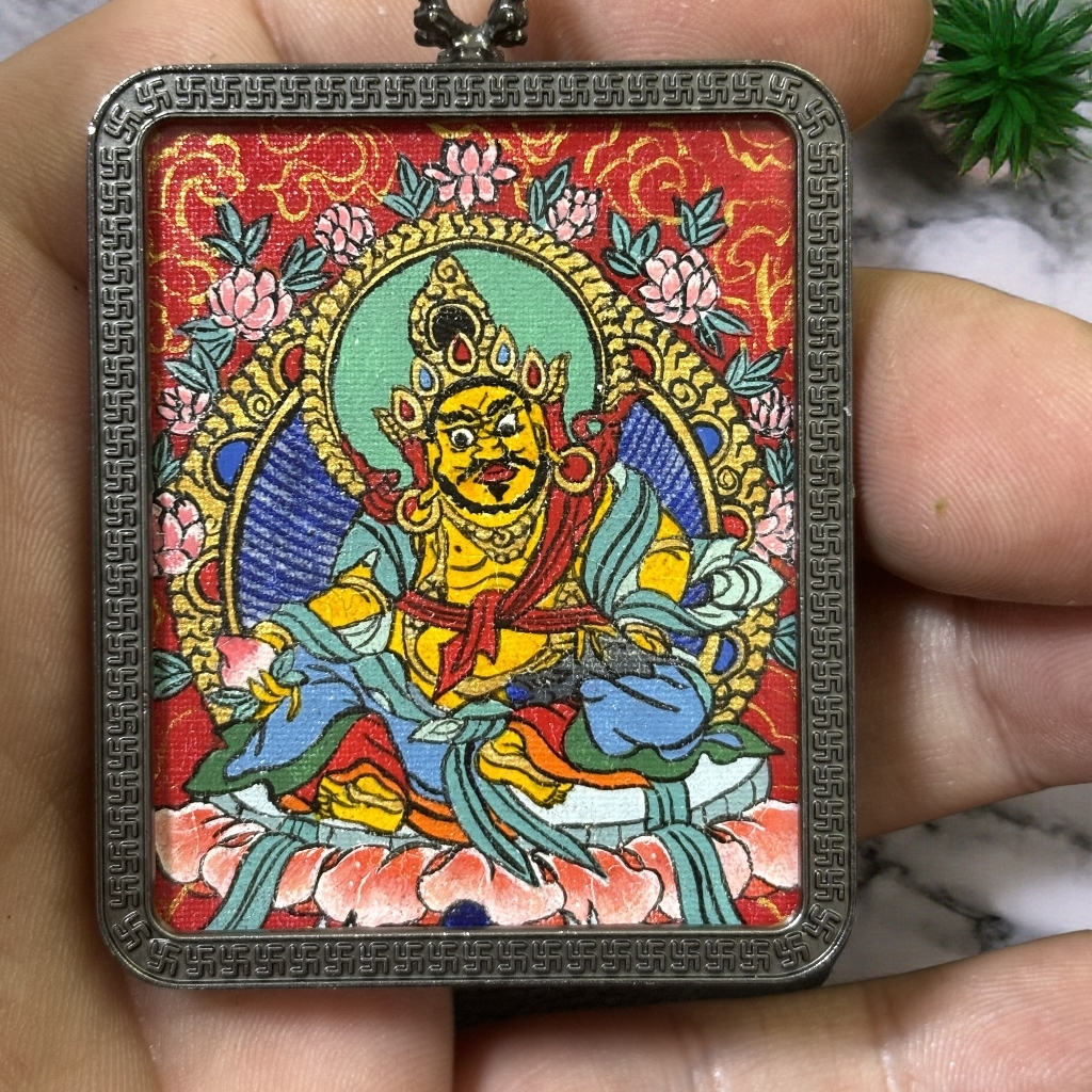 纯手绘热贡黄财神唐卡