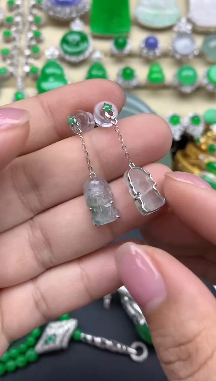 【闪购商品】翡翠耳饰18K金镶嵌151-中国好珍宝