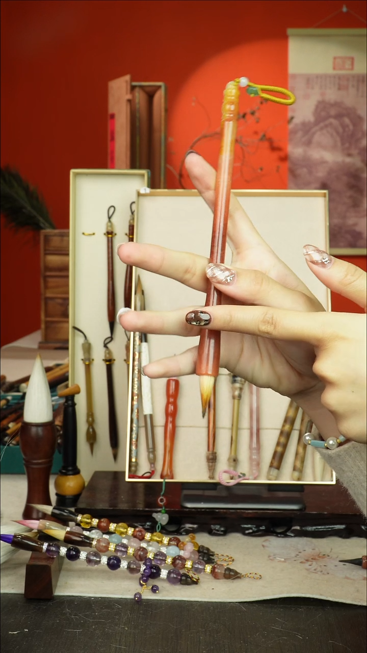 244号闪孤品高货毛笔链接 清水试笔 蘸墨不退