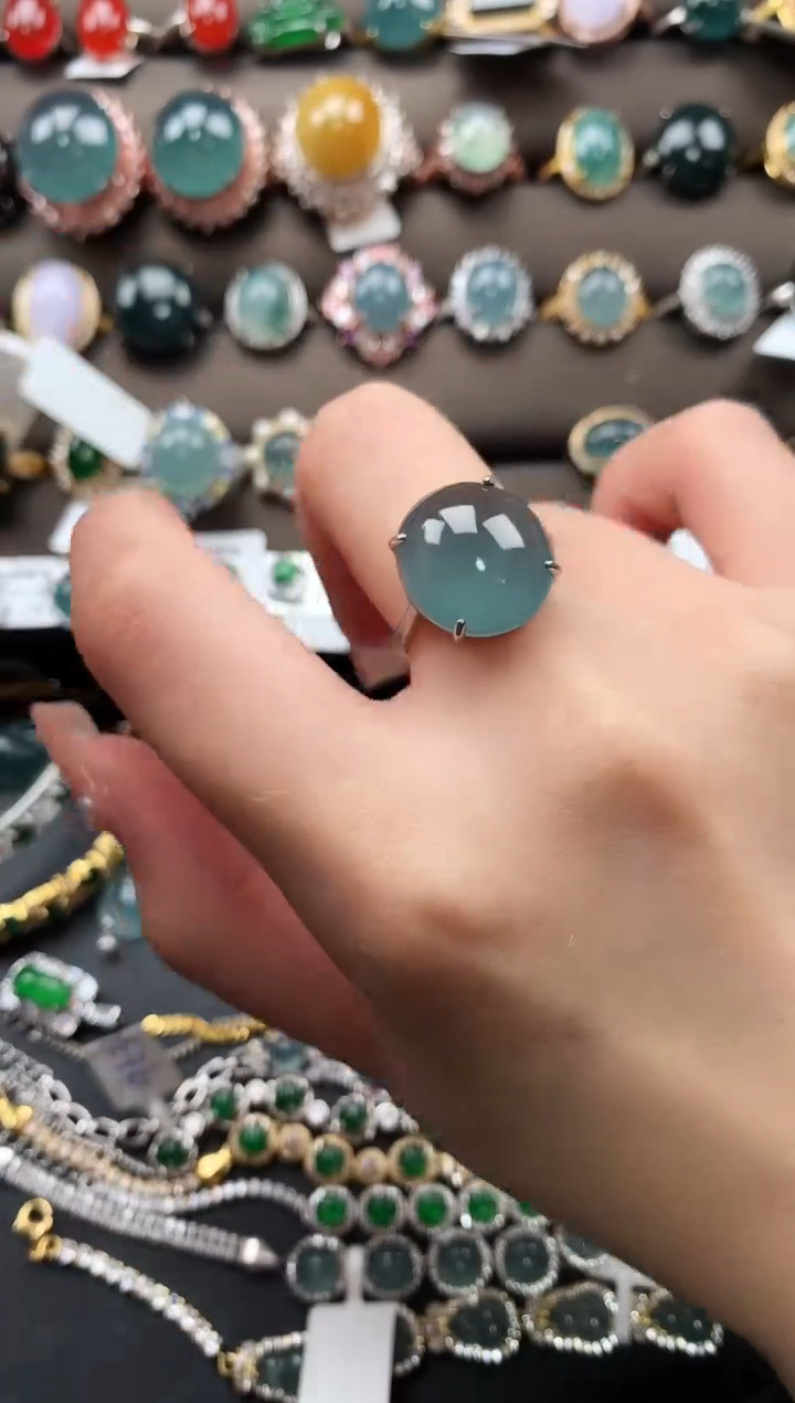 【闪购商品】翡翠戒指银S925镶嵌52141