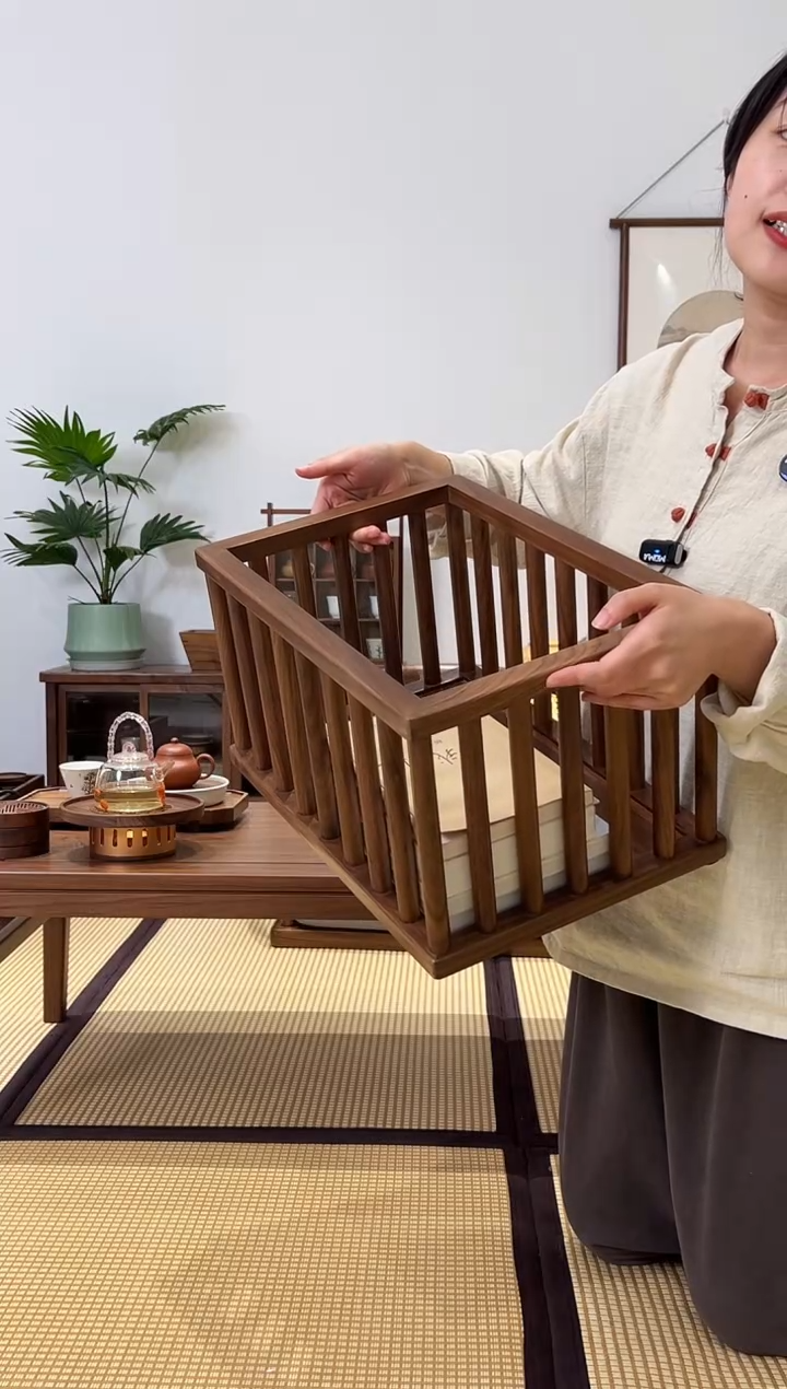 黑胡桃木杂物筐链接