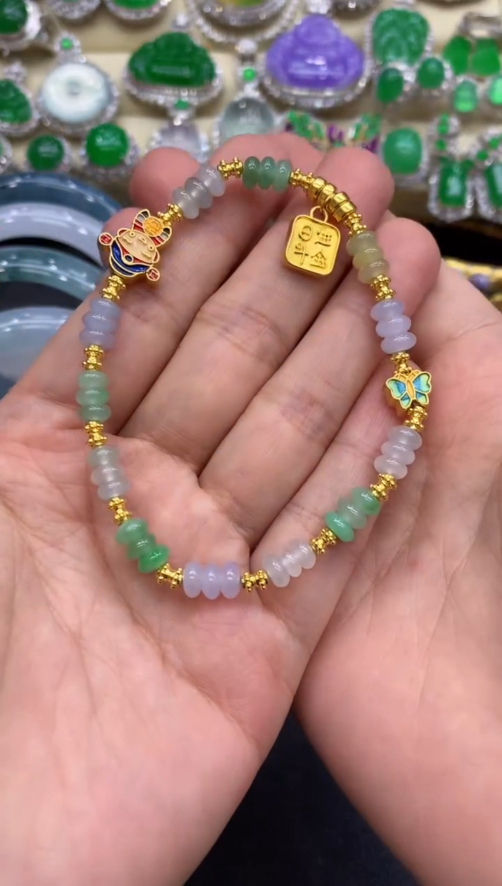 足金镶嵌手链翡翠291-中国好珍宝