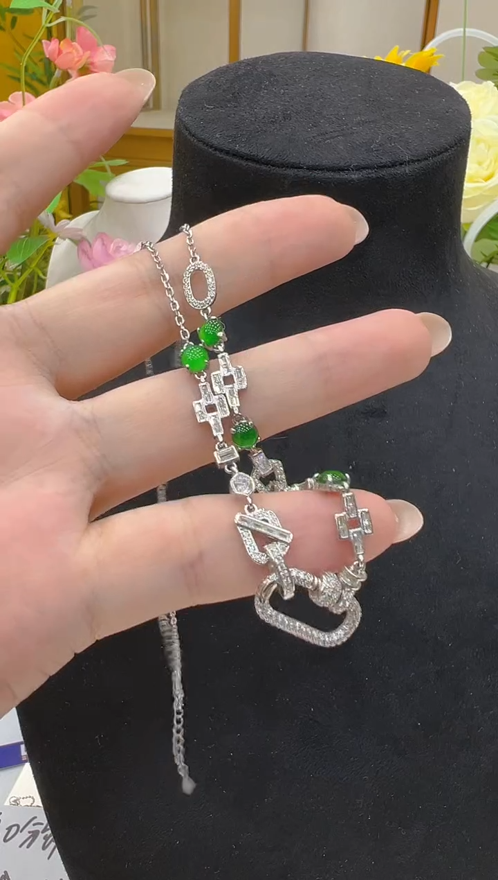 项链银S925镶嵌翡翠多样性团购发一件